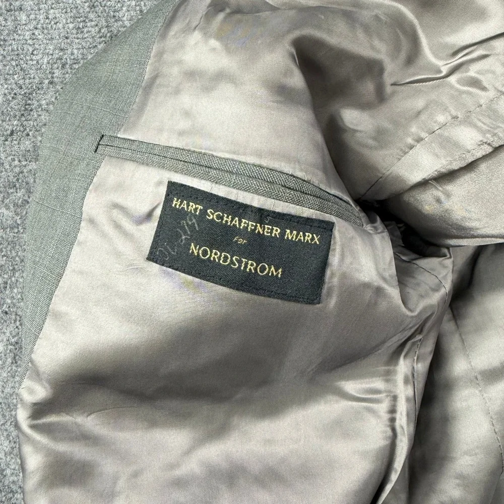 Hart Schaffner Marx Blazer Mens 48 Grey Plaid Nordstrom Two Button Suit Jacket